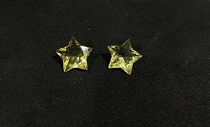 Quartzo Diverso Facetado Green Gold Estrela  Par 15mm