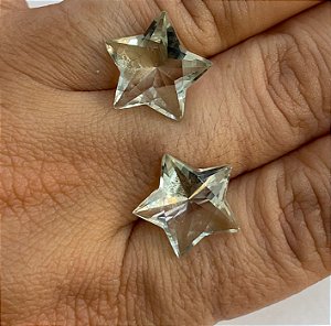 Prasiolita Facetada Estrela Par 16mm