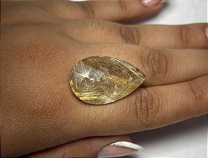 Quartzo Diverso Rutilo Dourado Facetado Gota 18x31mm