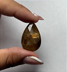 Quartzo Diverso Rutilo Dourado Facetado Gota 19x29mm
