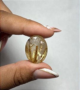 Quartzo Diverso Rutilo Dourado Oval Facetada 17,5x22,5mm