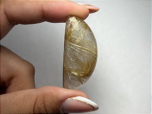 Quartzo Rutilo Dourado Cabochão Meia Lua 20,2x44,8mm