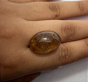 Quartzo Rutilo Dourado Cabochão Oval 16,5x23mm