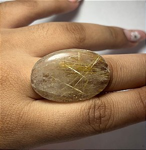 Quartzo Rutilo Dourado Cabochão Oval 24,1 x 35,6 mm