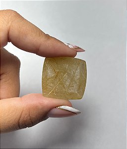 Quartzo Rutilo Dourado Cabochão Quadrado 25 x 26,3 mm
