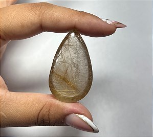 Quartzo Rutilo Dourado Cabochão Gota 25,3 x 42,9 mm