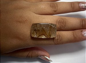 Quartzo Rutilo Dourado Cabochão Retangular 17,4 x 30 mm