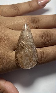 Quartzo Rutilo Avermelhado Cabochão Gota 22,5 x 45 mm