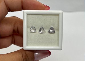 Ametista Facetada Rosé de France Trillion Trio 7 mm