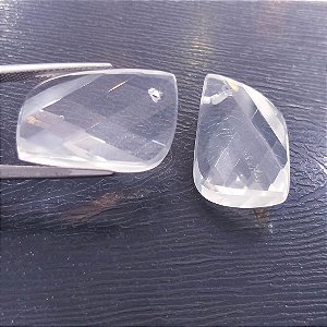Quartzo Cristal Translúcido Formato Folha Furado Par 14x29mm