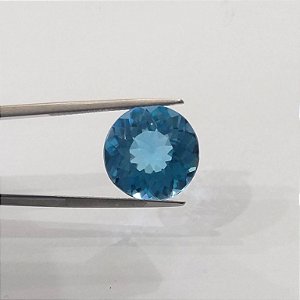 Topazio Azul Redondo Corado Tratado 14 mm