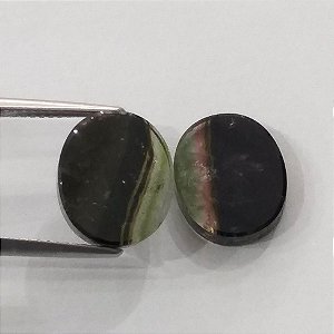 Turmalina Melancia Lisa Oval Par 11x13 mm