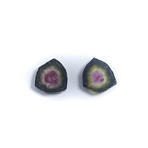 Turmalina Melancia Placa Par  12,5 X 13,5 mm