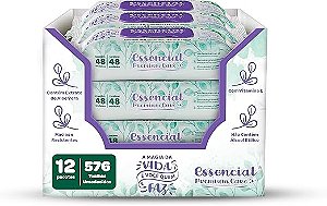 Toalha Umedecida Essencial Premium Care Kit 12 Pacotes