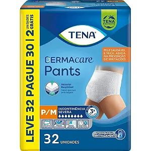 TENA PANTS DERMACARE TAMANHO P/M - 32 UNIDADES