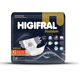 Fralda Geriátrica Higifral Premium - Tamanho G - 16 Unidades