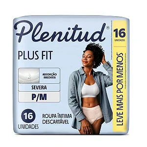 Roupa Íntima Plenitud PLUS FIT P/M - 16 Unidades