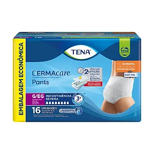 Fralda TENA Pants Derma Care - Roupa Íntima Descartável - Tamanho G/EG - 16 unidades