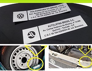 ADESIVOS ETIQUETAS VOLKSWAGEN E AUTOLATINA DO BRASIL / MINI-FRENTE LINHA VOLKSWAGEN