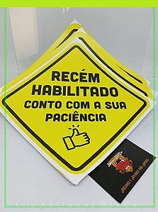 Adesivo Recém Habilitado - Mod. Placa Amarela - (colagem Externa P/ Lataria)