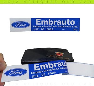 ADESIVO CONCESSIONÁRIA FORD - EMBRAUTO JUIZ DE FORA - MG / REVERSO - COLAGEM INTERNA NO VIDRO
