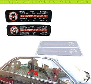 ADESIVOS RÁDIO LOCKTRONIC GM / PAR DE SELOS DO SISTEMA ELETRÔNICO DE SEGURANÇA