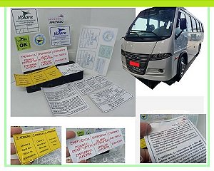 Kit Adesivos e Selos Micro-ônibus Volare V8 - (kit Completo de Selos Informativos)