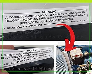 ADESIVO CORRETA MANUTENÇÃO REDUÇÃO DE POLUENTES - RESOLUÇÃO CONAMA 18/86