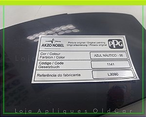 ADESIVO AZUL NÁUTICO - 95 / PPG / ADESIVO PINTURA ORIGINAL LINHA VOLKSWAGEN / SELO DA LATARIA