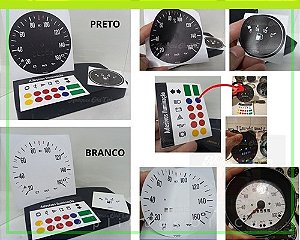 Kit Adesivos Painel de Instrumentos Brasilia 77 a 79 Velocímetro e Combustível Vdo + Cartela de Acetatos da Iluminação.