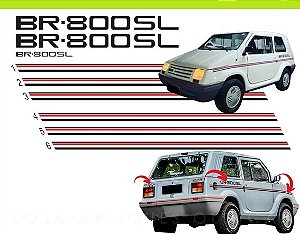 KIT ADESIVOS E FAIXAS GURGEL BR-800SL / FAIXAS E EMBLEMAS LATERAIS E TRASEIRO