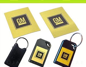 ADESIVO CHAVEIRO MAGNÉTICO ALARME GM KADETT,  MONZA / KIT 2 ADESIVOS METALIZADO DOURADO