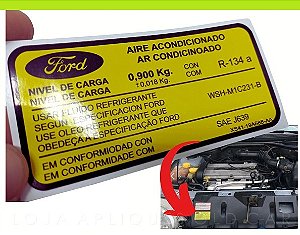 ADESIVO AR CONDICIONADO ESCORT ZETEC / INFORMAÇÃO DE NIVEL DE CARGA