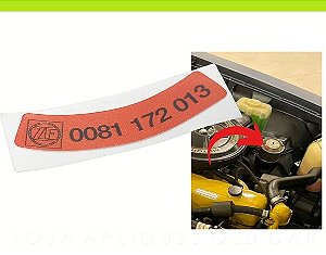 ADESIVO ZF GM TAMPA RESERVATÓRIO FLUÍDO DA DIREÇÃO HIDRÁULICA / SELO ZF 0081 172 013 / OPALA DIPLOMATA, COMODORO