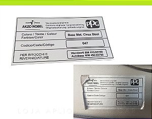 ADESIVO CINZA STEEL / PPG COR PINTURA LINHA FIAT / SELO DA LATARIA