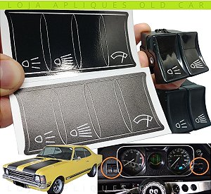ADESIVOS TECLAS PAINEL OPALA 69 ATÉ 74 / APLIQUE RESTAURO GRAFIA DAS TECLAS / ACABAMENTO BRILHO OU FOSCO