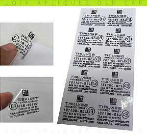 ADESIVOS DECALQUE VIDROS GM SUKURIT TRANSPARÊNCIA 70% / KIT COM 10 SELOS
