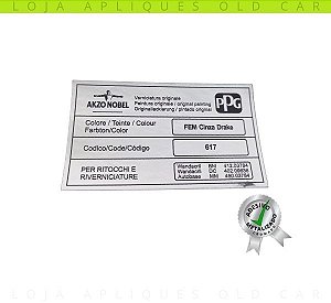 ADESIVO CINZA DRAKE PPG / COR PINTURA LINHA FIAT / SELO DA LATARIA