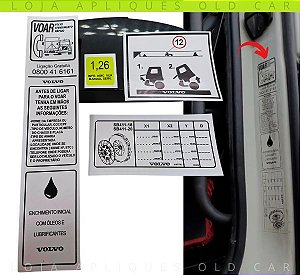 KIT ADESIVOS CABINE VOLVO SÉRIE 2000 / KIT DE SELOS INFORMATIVOS CABINE E VÃO DE PORTA