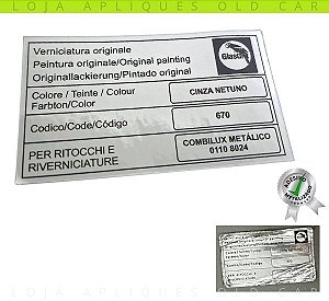 ADESIVO CINZA NETURNO 670 GLASURIT / COR PINTURA LINHA FIAT / SELO DA LATARIA