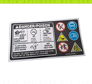 ADESIVO CAPA DA BATERIA GOLF, BORA, JETTA, PASSAT / LINHA 2002 A 2006 / INFORMATIVO DE SEGURANÇA