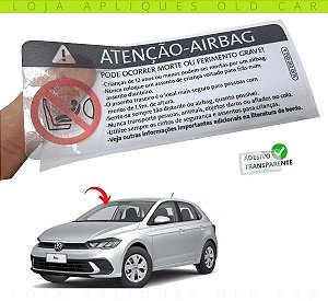 ADESIVO ATENÇÃO AIRBAG PODE OCORRER MORTE OU FERIMENTO GRAVE / PARA-BRISA LINHA VOLKSWAGEN