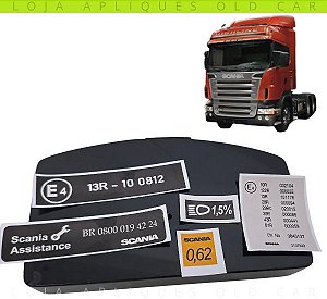 ADESIVOS VÃO DE PORTA CABINE CAMINHÃO SCANIA SÉRIE PGR 2008 A 2019 / KIT ETIQUETAS INFORMATIVAS
