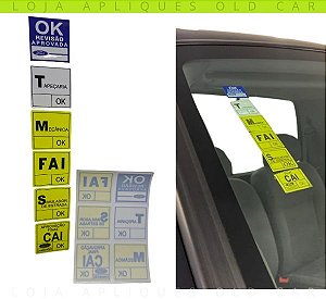 ADESIVOS CONTROLE DE QUALIDADE PARA-BRISA F-250 / KIT SELOS OK E REVISÃO APROVADA