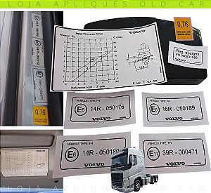ADESIVOS VÃO DE PORTA E PRESSÃO DA ENTRADA CAMINHÕES VOLVO / LINHA FH / KIT SELOS INFORMATIVOS
