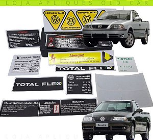 KIT ADESIVOS E SELOS SAVEIRO G3 2004 E 2005 / PADRÃO LINHA G3 TOTAL FLEX / SELOS DA FRENTE, COFRE MOTOR, CAPO E LATARIA