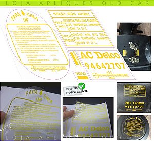 ADESIVO FILTRO DE AR D20 / SELO INFORMATIVO DO FILTRO AC DELCO 94642707 / VINIL TRANSPARENTE