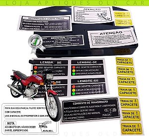 ADESIVOS HONDA CG 125 LINHA 1996 A 1999 / KIT SELOS INFORMATIVOS / TANQUE, QUADRO E CAPACETE