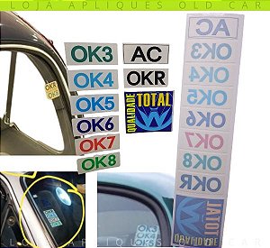 CARTELA DE SELOS OK DE QUALIDADE VOLKSWAGEN / KIT COM 9 SELOS DE VALIDAÇÃO / MODELO ENVELHECIDO