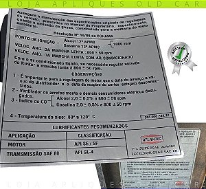 ADESIVO CAPO GOL, VOYAGE, PARATI, SAVEIRO LINHA 88 A 90 / INDICAÇÃO DE REGULAGEM E LUBRIFICANTES RECOMENDADOS